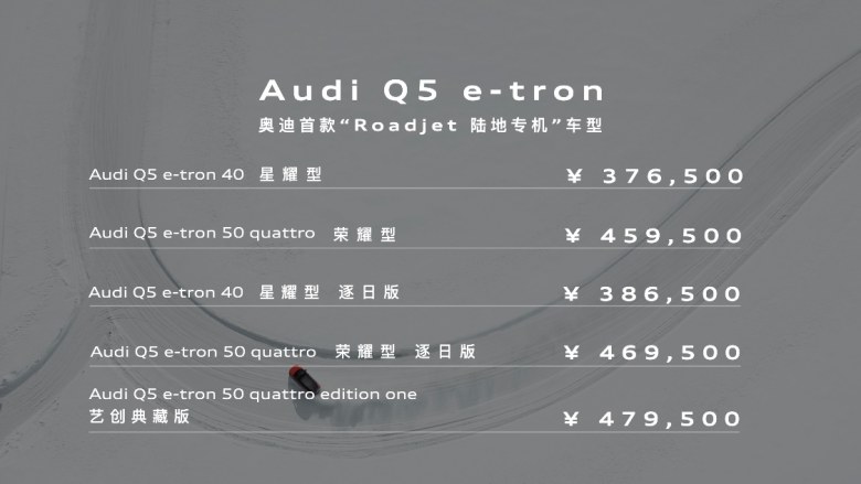 上汽奥迪Q5 e-tron正式公布售价，一价全包安享纯电出行