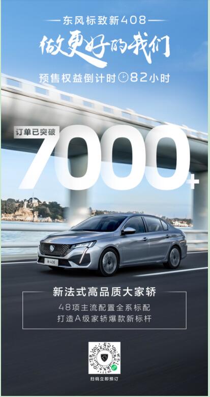 预售订单已破7000辆 东风标致新408将于8月21日正式上市