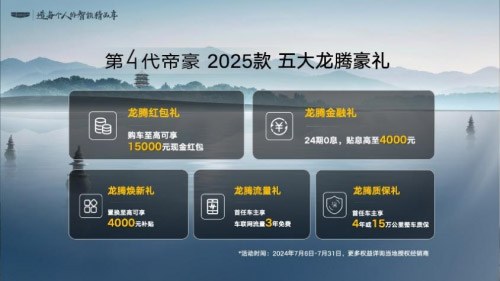 吉利第4代帝豪2025款龙腾狂欢价5.59万元起