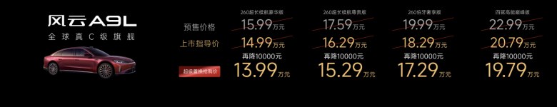 2500km综合续航+4.9 秒破百！风云A9L上市13.99万起