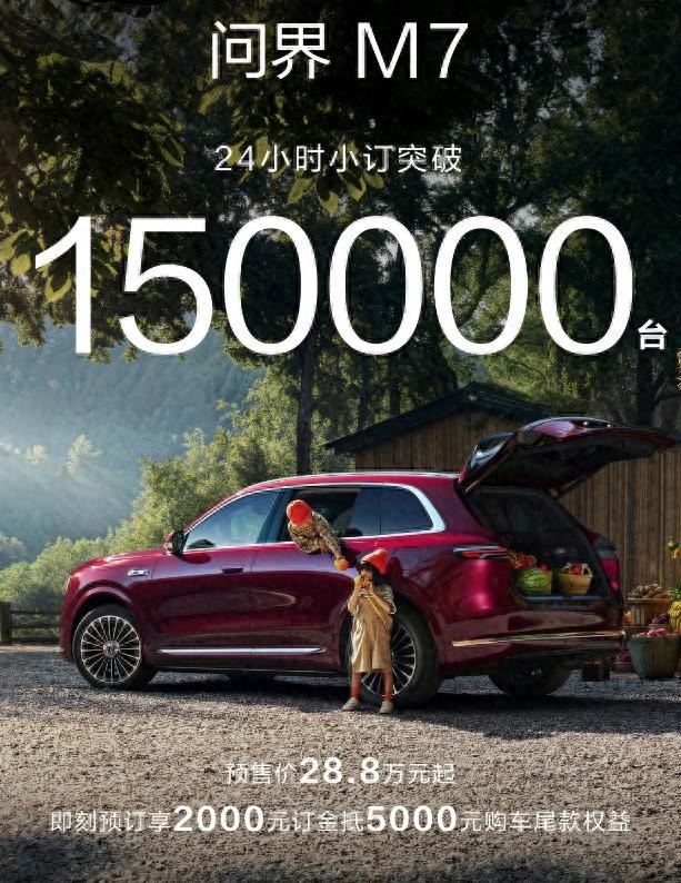 24小时15万台！问界M7预售爆单，华为赋能再造“现象级”销量