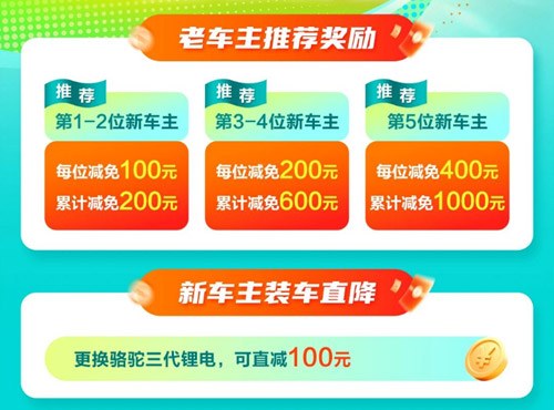 骆驼锂电池双向福利助力用户轻松焕新