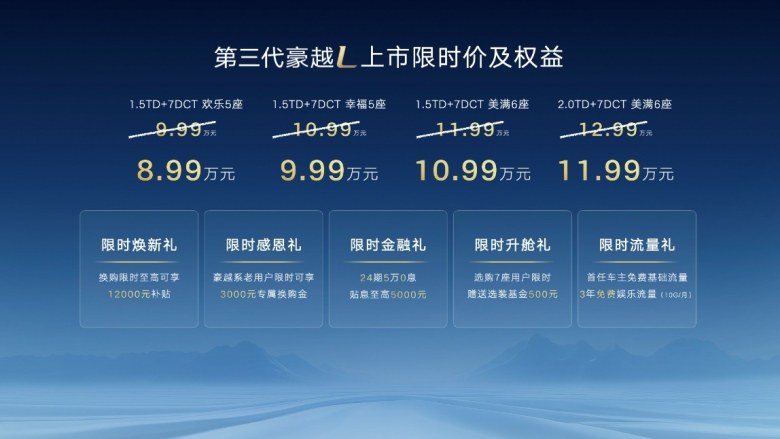 开启B级SUV大空间平权时代!吉利第三代豪越L正式上市,上市限时价8.99万元起