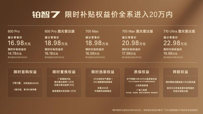 14.78万起！丰田纯电旗舰铂智7上市：满配不超20万，上市即交付